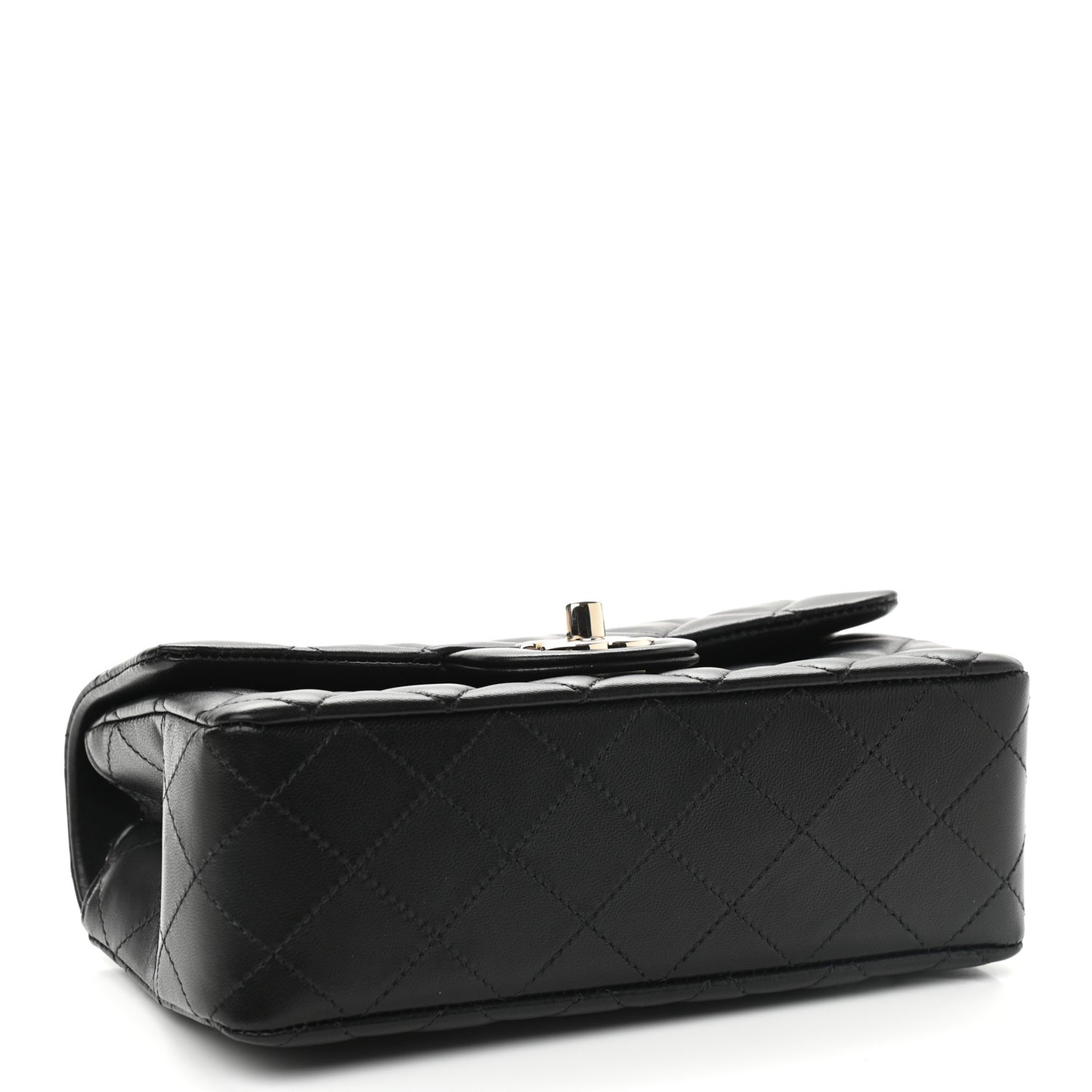 Lambskin Quilted Mini Rectangular Flap Black