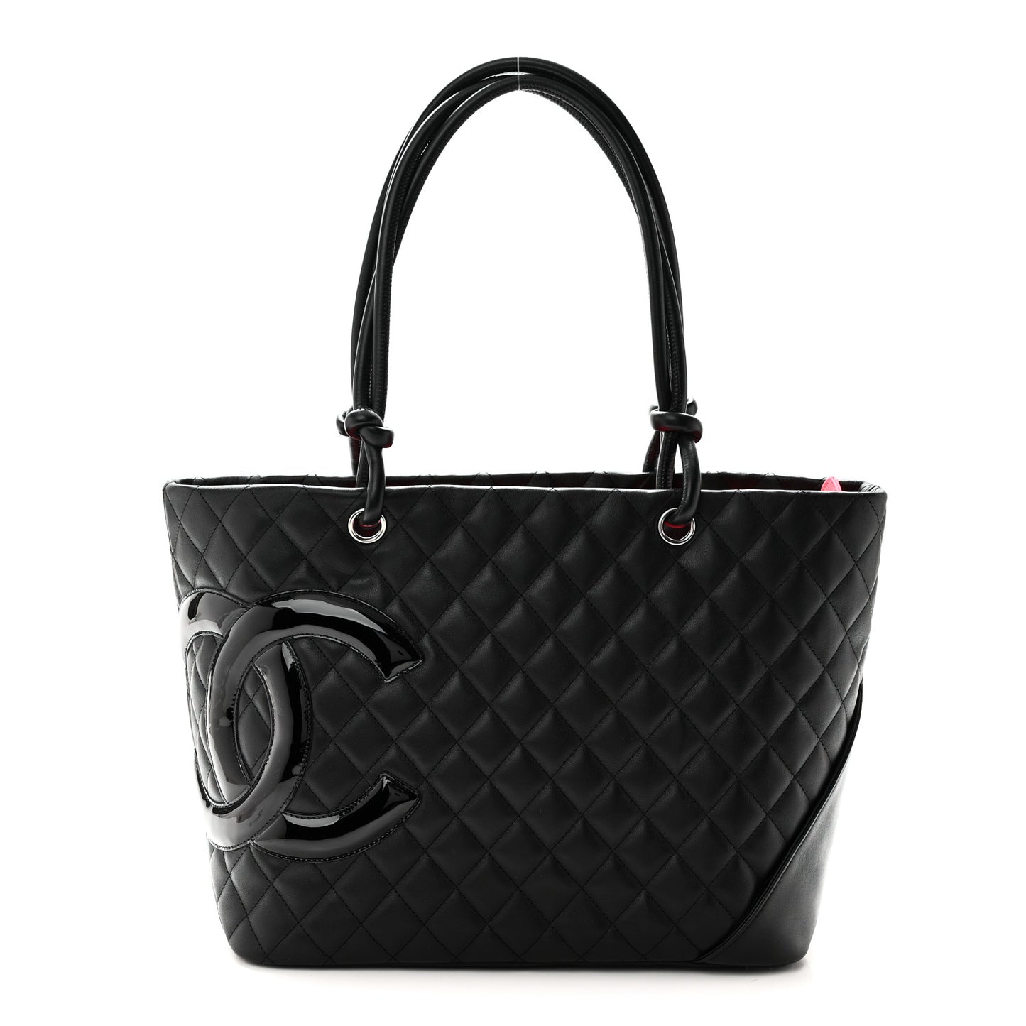 Calfskin Quilted Large Cambon Tote Black