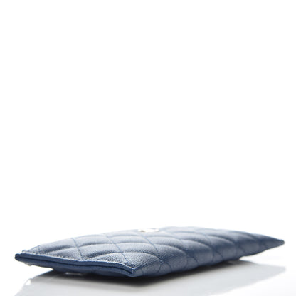 Chanel Iridescent Caviar Quilted Classic Zip Pouch Navy 4 of 10