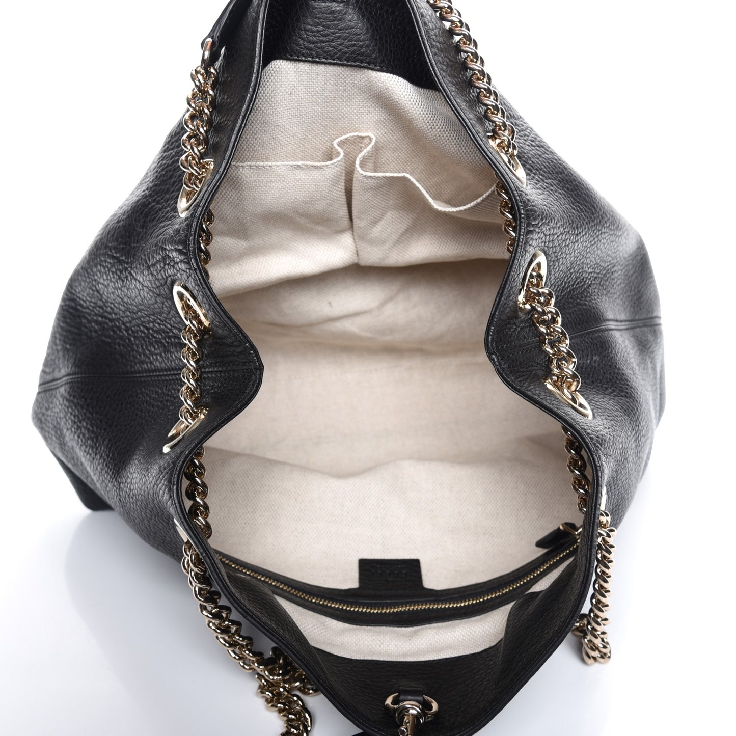 Pebbled Calfskin Medium Soho Chain Shoulder Bag Black