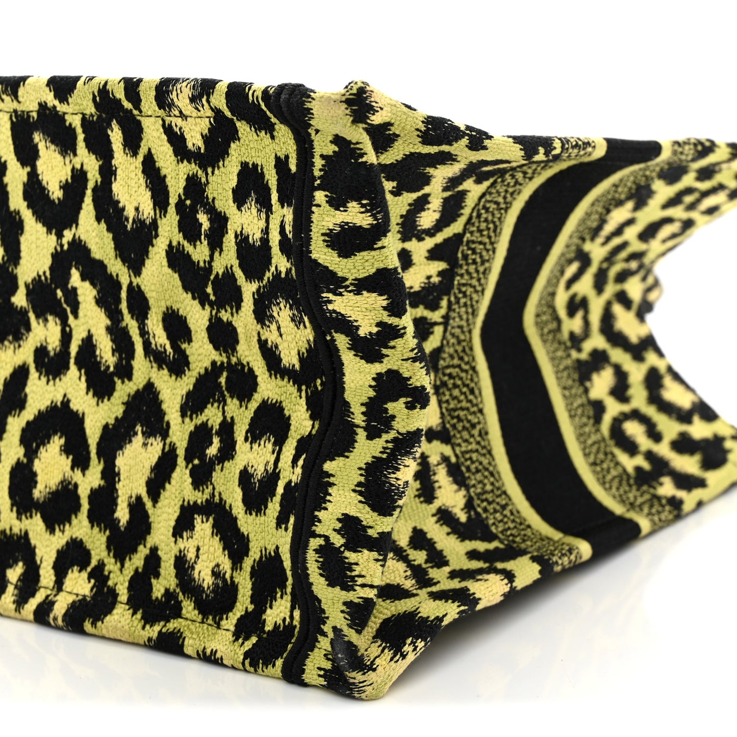 Canvas Mizza Embroidered Medium Leopard Book Tote Lime Pop