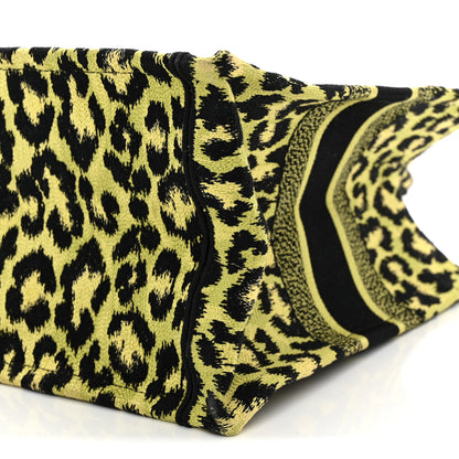 Christian Dior Canvas Mizza Embroidered Medium Leopard Book Tote Lime Pop 10 of 14