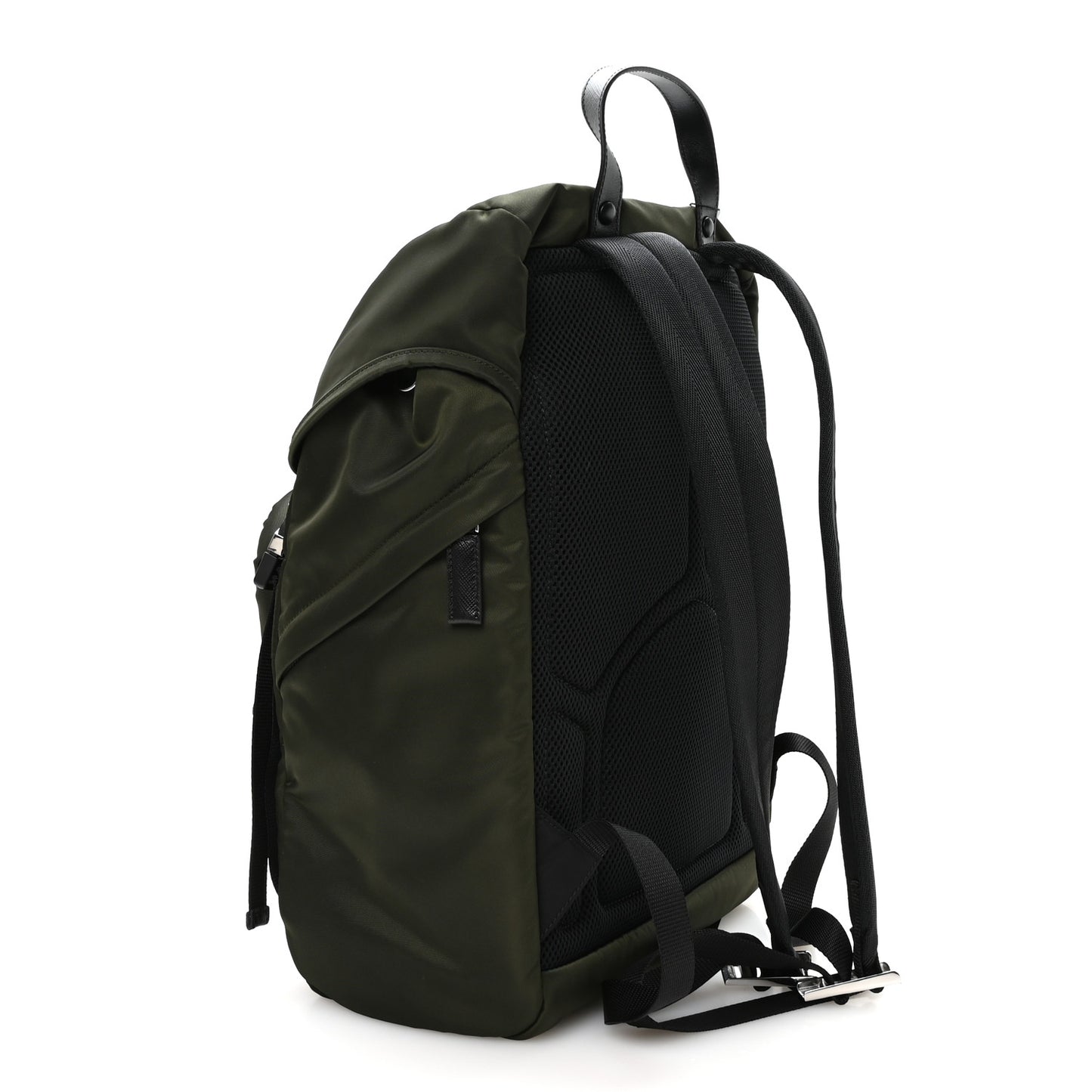 Re-Nylon Saffiano Logo Double Buckle Backpack Tundra