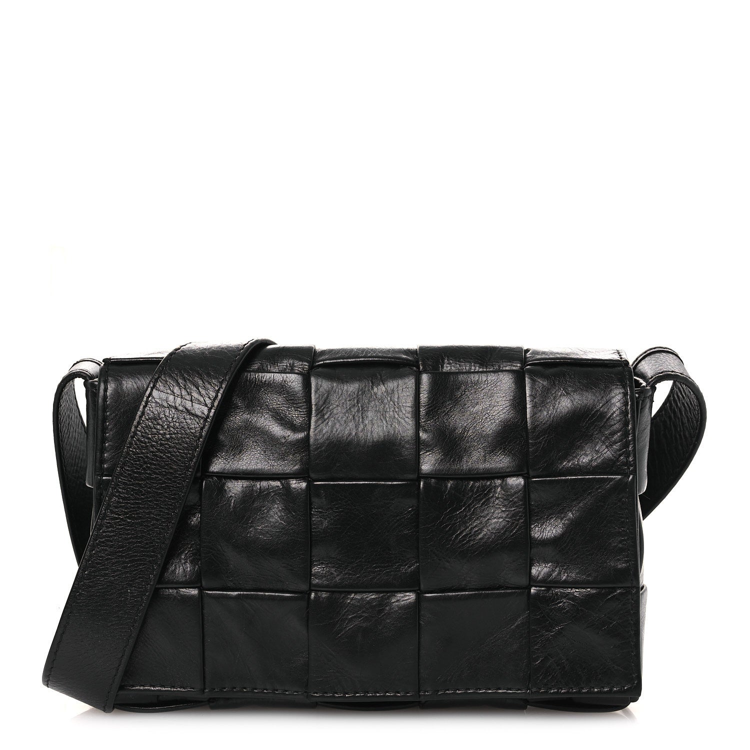 Bottega Veneta Paper Calfskin Maxi Intrecciato Small Cassette Crossbody Bag Black 1 of 13