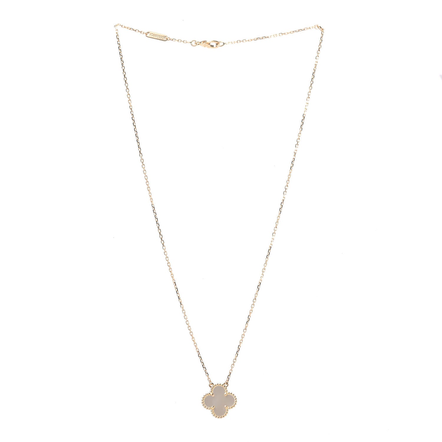 Van Cleef & Arpels 18K Yellow Gold Mother of Pearl Vintage Alhambra Pendant Necklace 3 of 6