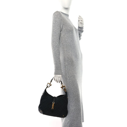 Gucci Monogram Piston Lock Jackie O Hobo Black 2 of 9