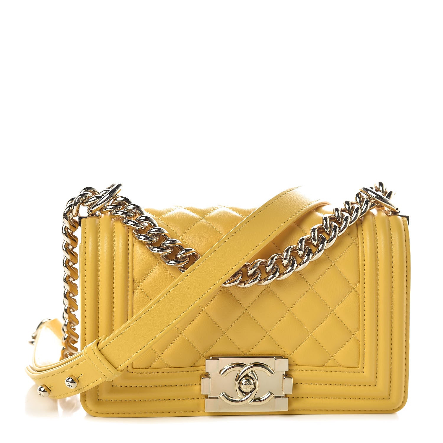 Chanel Calfskin Quilted Small Boy Flap Yellow 1 of 10