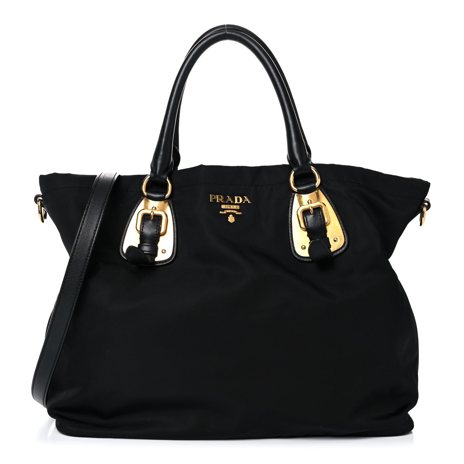 Prada Tessuto Nylon Soft Calfskin Shopping Satchel Black 1 of 23