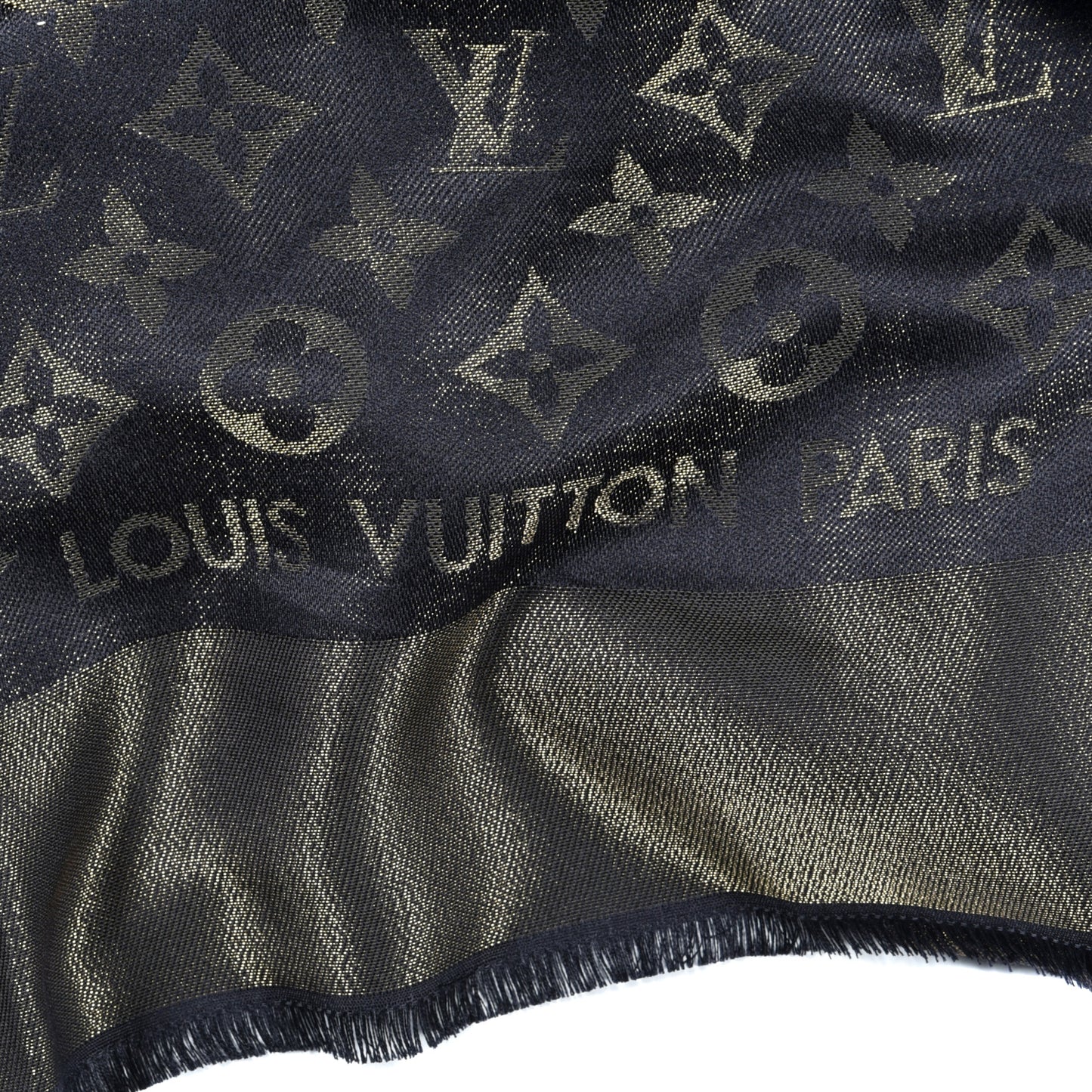 Silk Lurex Wool So Shine Monogram Shawl Black