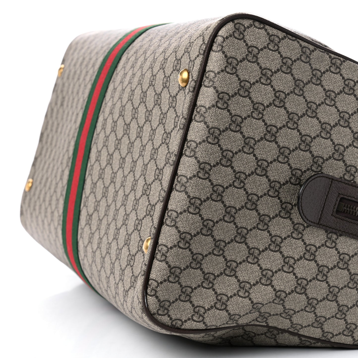 GG Supreme Monogram Textured Dollar Calfskin Web Large Savoy Duffle Bag Beige Ebony New Acero