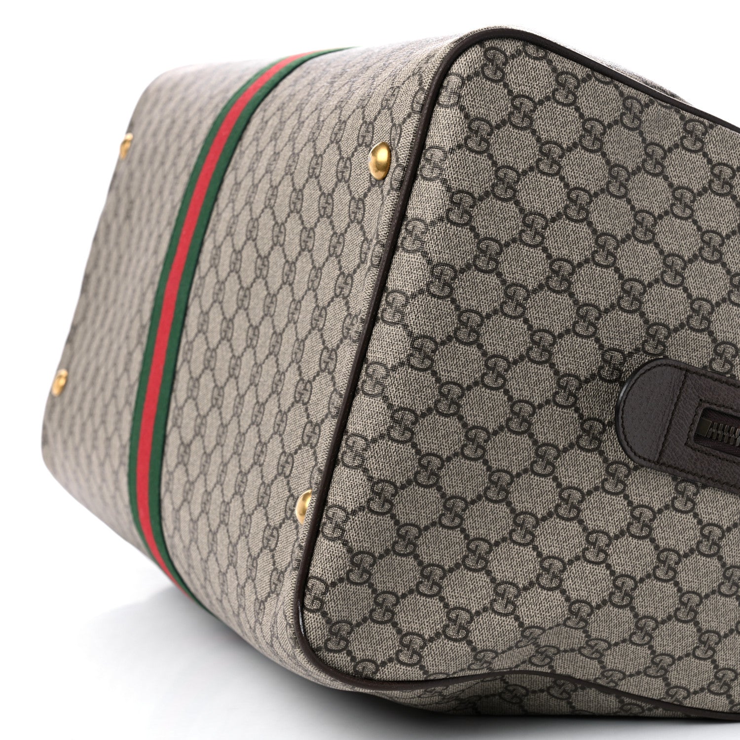 Gucci GG Supreme Monogram Textured Dollar Calfskin Web Large Savoy Duffle Bag Beige Ebony New Acero 11 of 11
