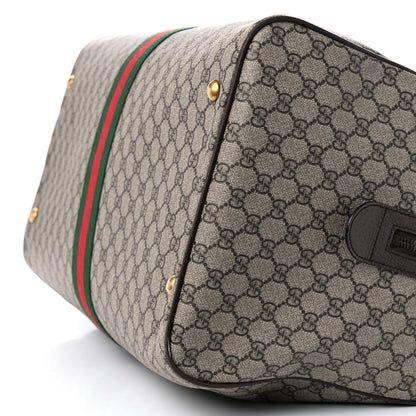 Gucci GG Supreme Monogram Textured Dollar Calfskin Web Large Savoy Duffle Bag Beige Ebony New Acero 11 of 11
