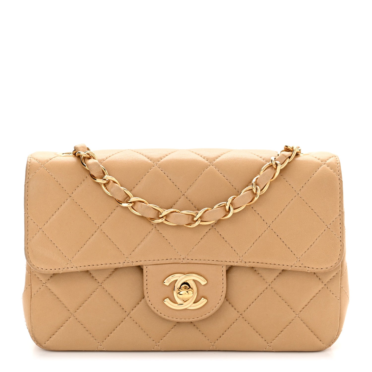 Chanel Lambskin Quilted Mini Rectangular Flap Dark Beige 1 of 11