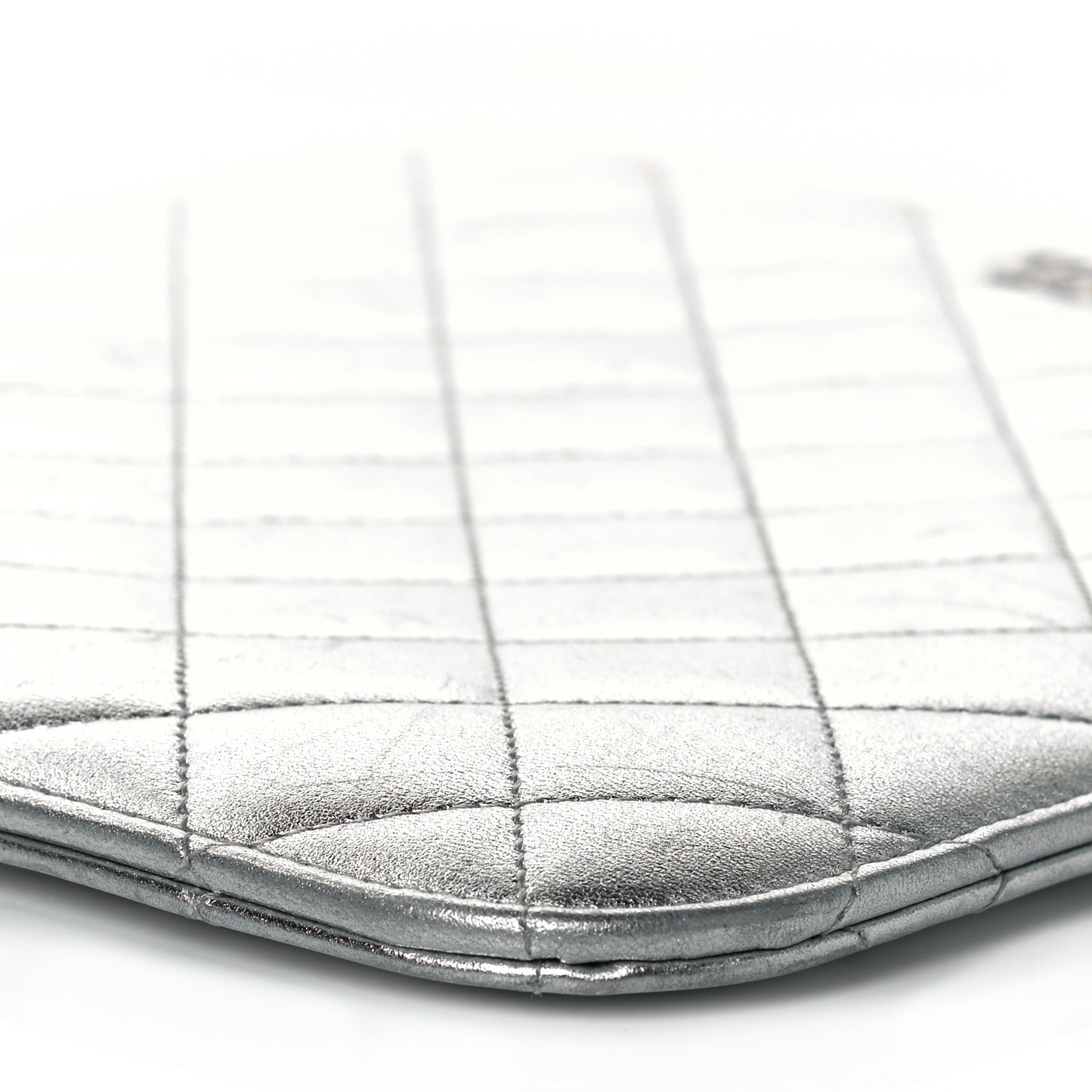 Metallic Lambskin Quilted iPad Case Sleeve Silver