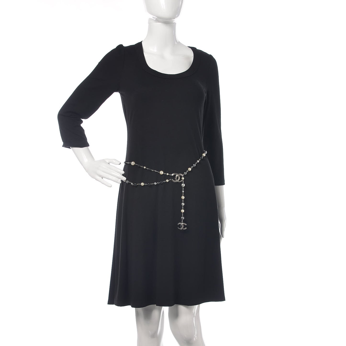 Ruthenium Pearl Bead CC Belt Black