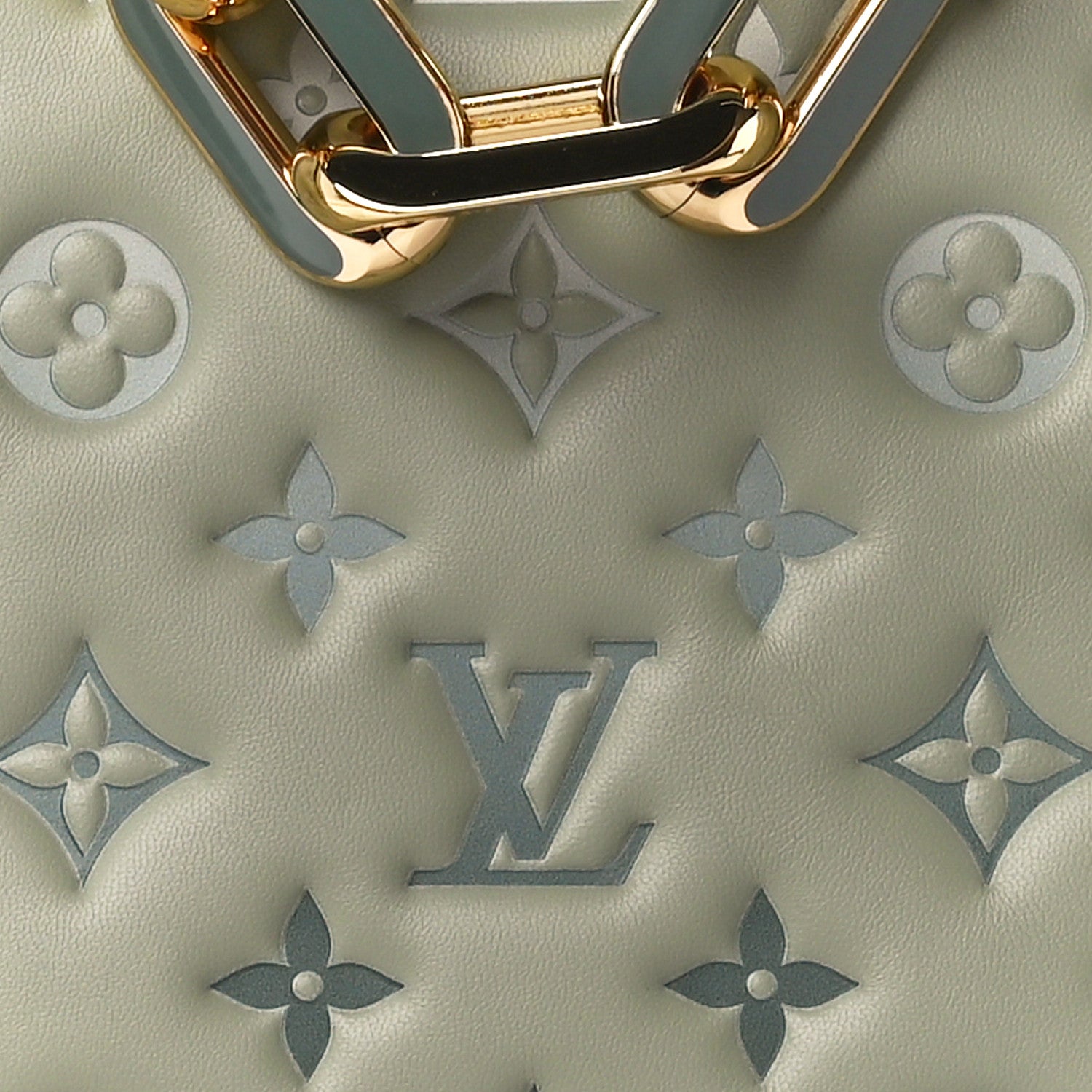 Louis Vuitton Lambskin Embossed Monogram Coussin PM Degrade Sage Green 9 of 11