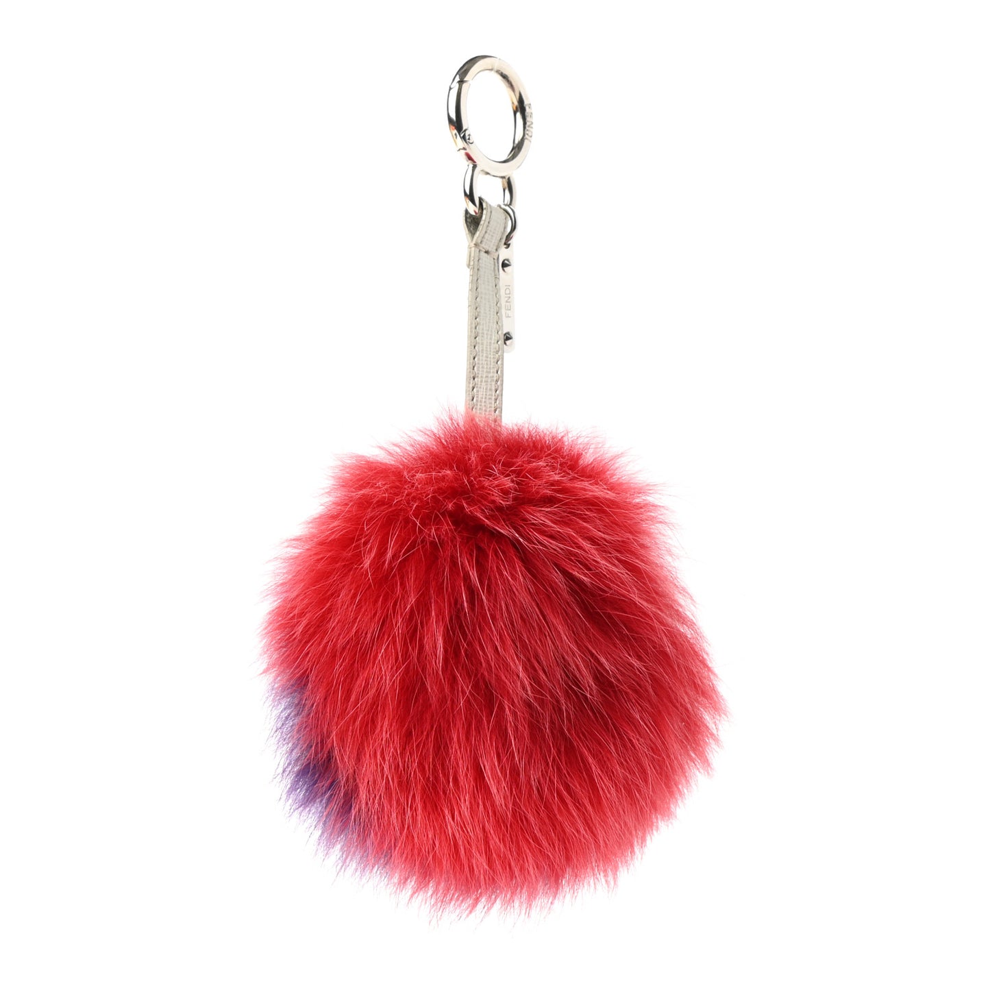Fox Fur Pom Pom Bag Charm Red Purple