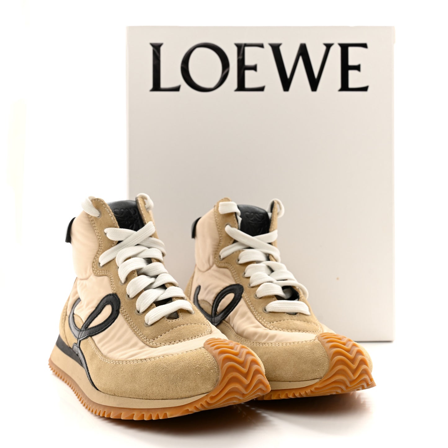 Nylon Suede Flow Runner High Top Sneakers 37 Gold Black