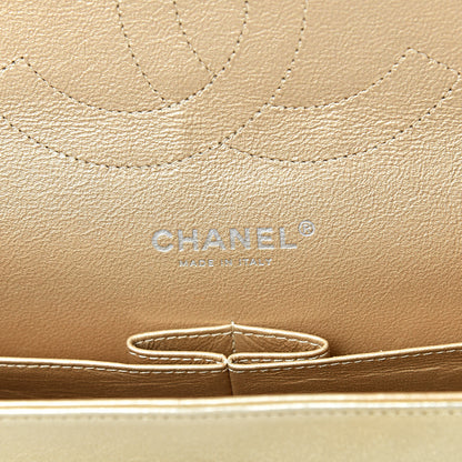Chanel Metallic Washed Lambskin Quilted Jumbo Double Flap Dark Gold Black 5 of 16