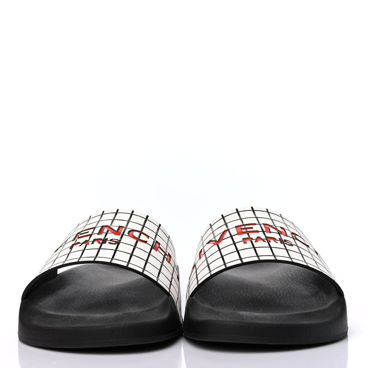 Rubber Checkered Logo Pool Slide Sandals 38 Black