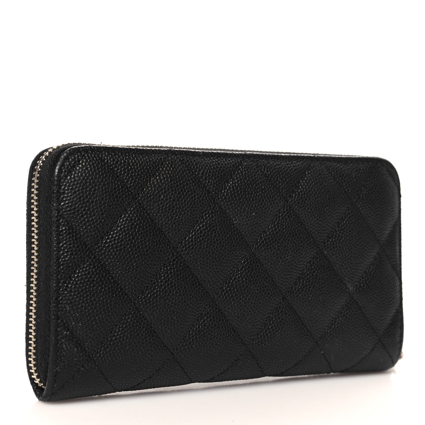 Caviar Quilted Medium Zip Around Wallet Black