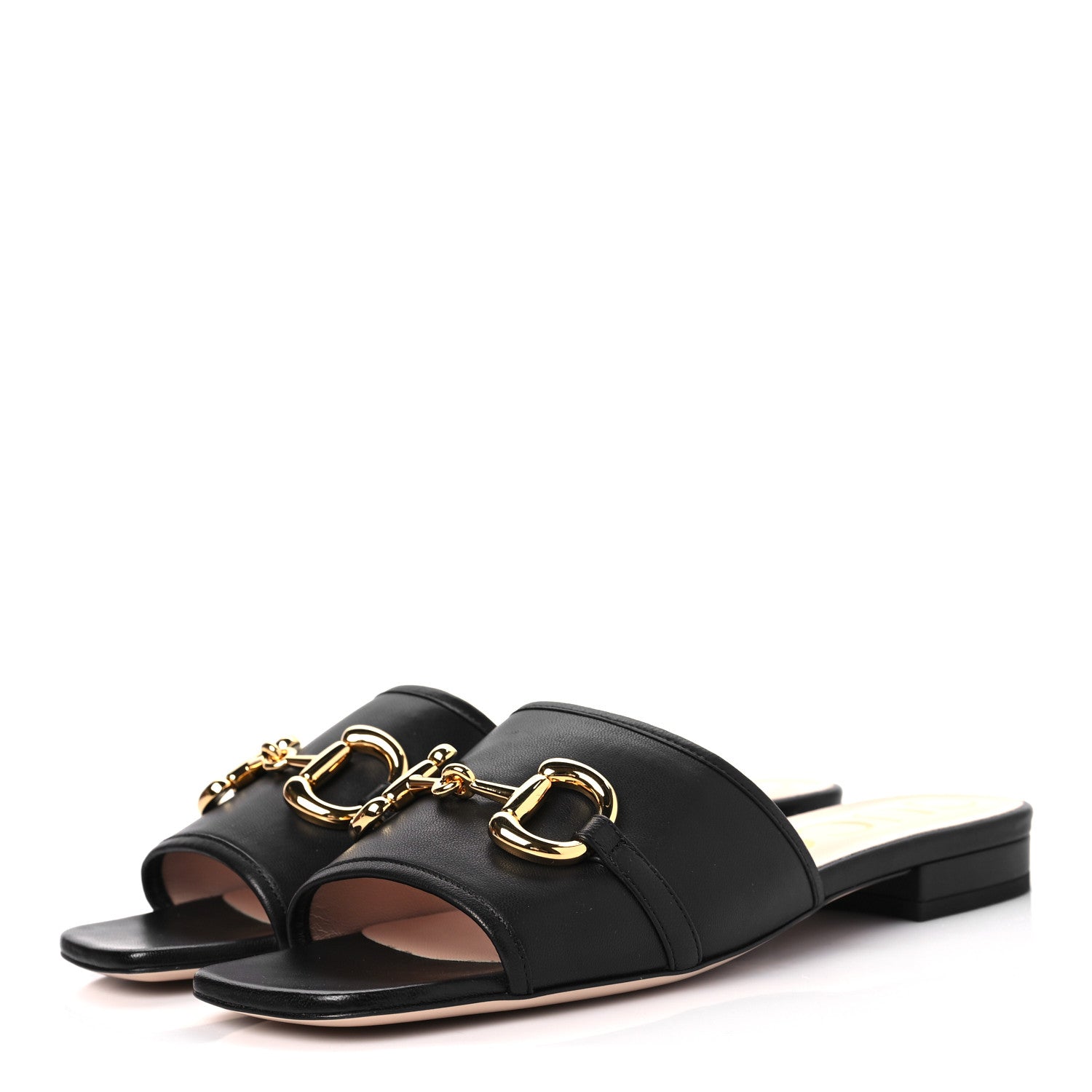 Gucci Nappa Horsebit Flat Slide Sandals 38 Black 3 of 8