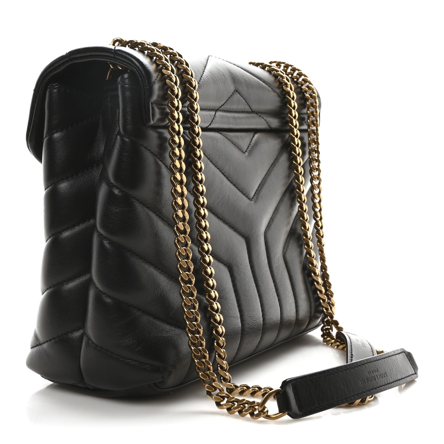 Saint Laurent Calfskin Y Quilted Monogram Small Loulou Chain Satchel Black 3 of 10