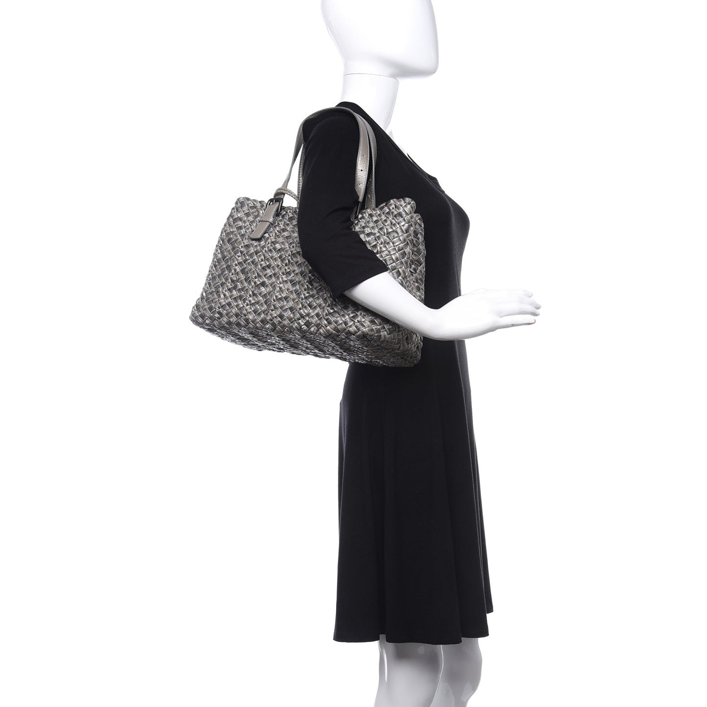 Metallic Intrecciato Tote Silver