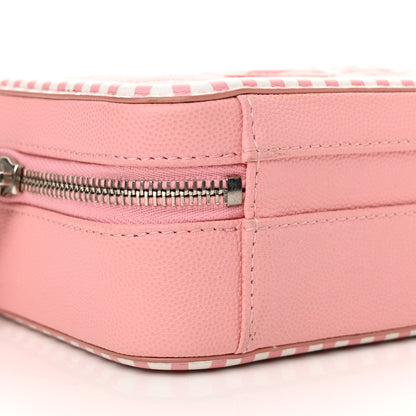 Chanel Caviar Quilted Striped Medium CC Filigree Vanity Case Pink White 9 of 19