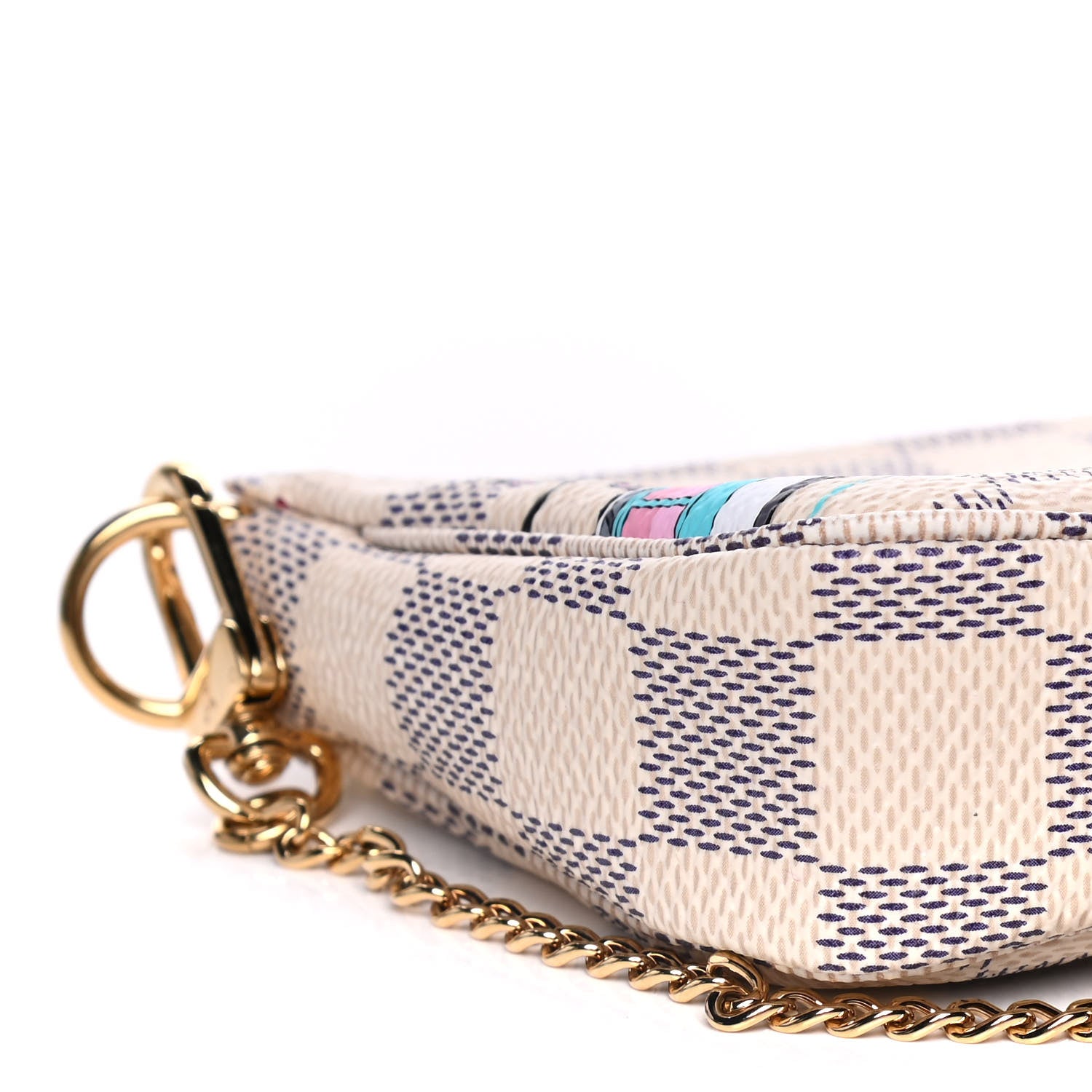 Louis Vuitton Damier Azur 2021 Christmas Animation Hollywood Mini Pochette Accessories Fuchsia 9 of 11