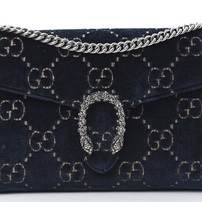 Gucci Velvet Crystal GG Monogram Mini Dionysus Chain Wallet Blue Beige Black 8 of 11
