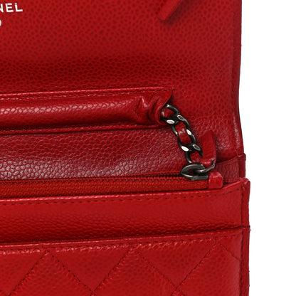 Chanel Caviar Quilted Wallet On Chain WOC Red 11 of 14