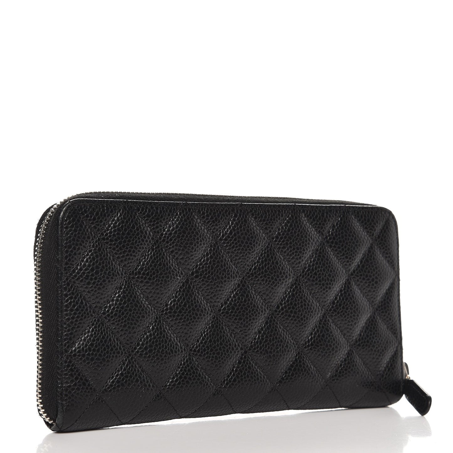 Caviar Quilted Large Gusset Zip Around Wallet Black