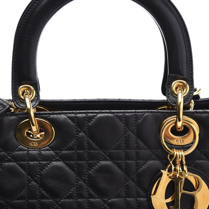 Christian Dior Lambskin Cannage Medium Lady Dior Black 10 of 10