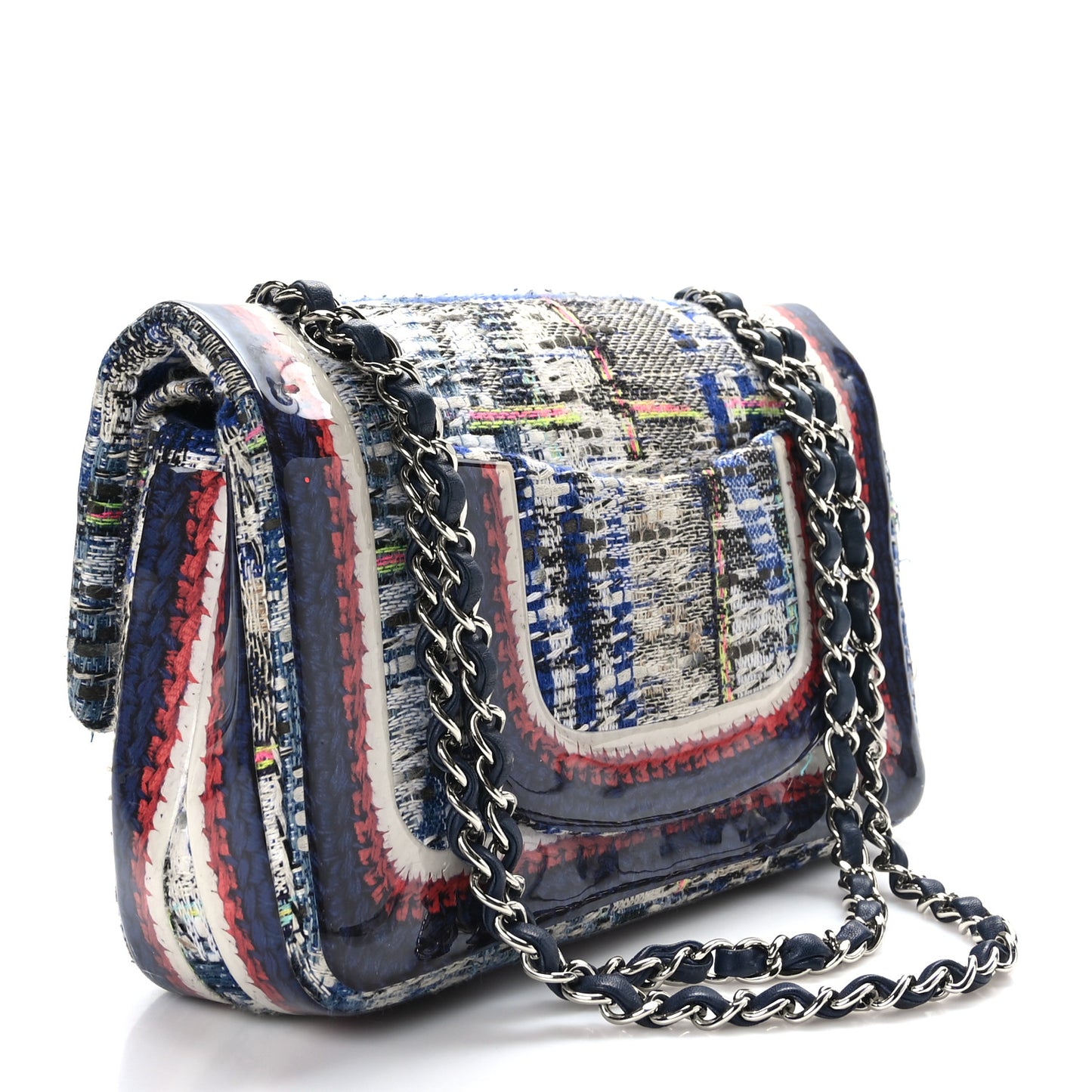 Tweed Silicone Embroidered Medium Double Flap Multicolor