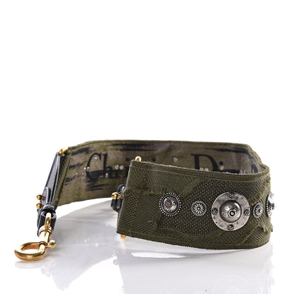 Christian Dior Canvas Embroidered Studded Camouflage Shoulder Strap Vert Multicolor 4 of 11