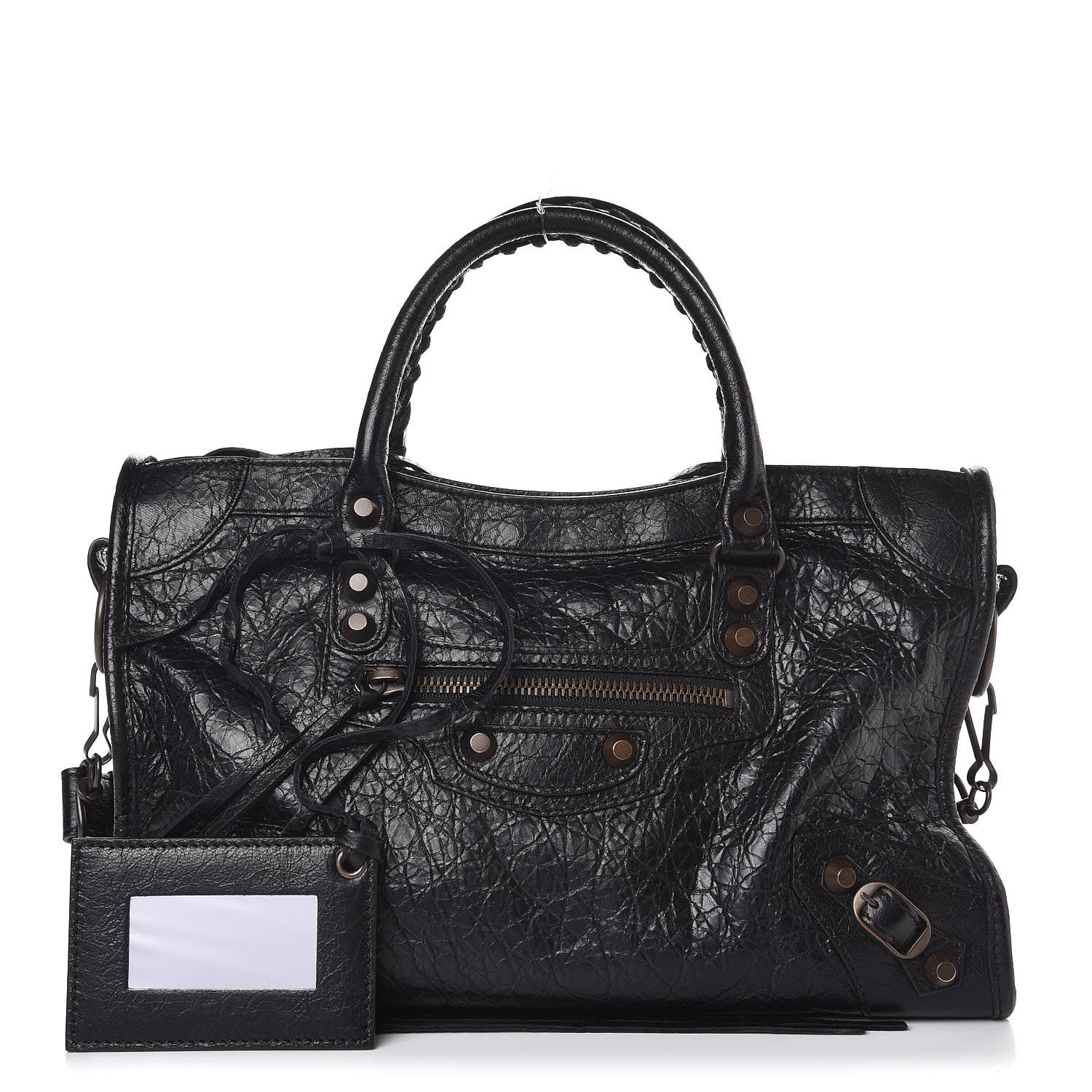 Balenciaga Agneau Classic Hardware S City Logo Strap Black White 1 of 8