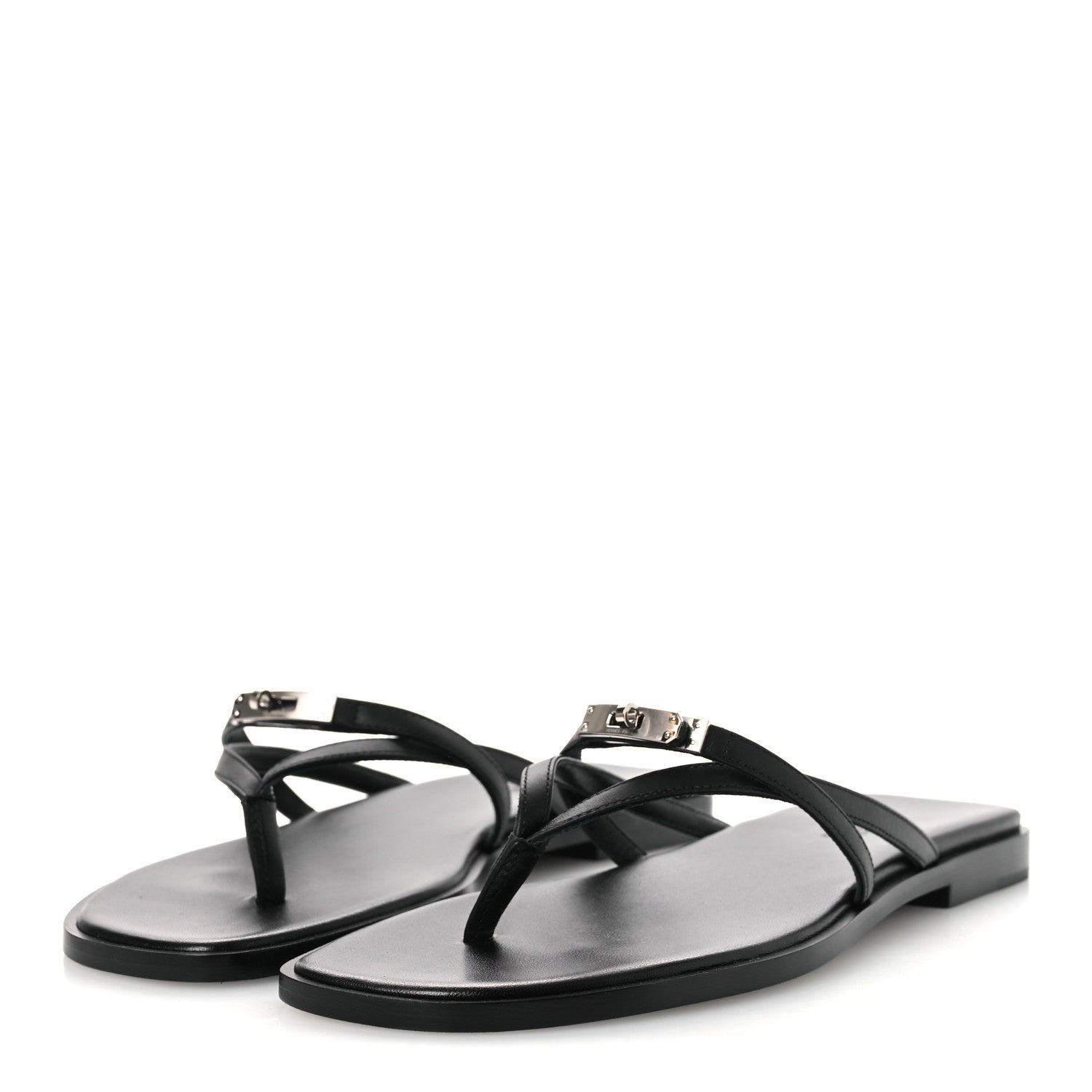 Hermes Calfskin Miss Sandals 37.5 Black 4 of 10