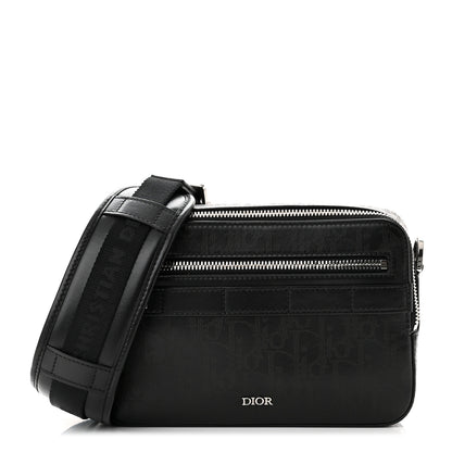 Christian Dior Calfskin Perforated Oblique Galaxy Safari Messenger Bag Black 1 of 8