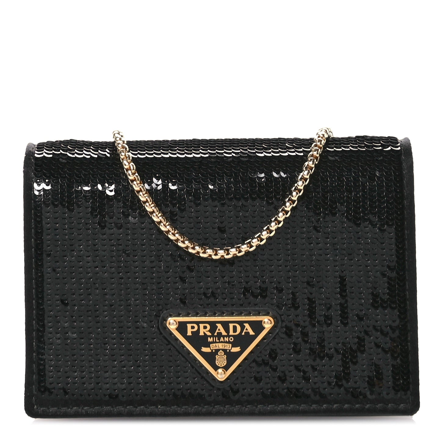 Paillettes Sequin Triangle Card Holder With Strap Black Black