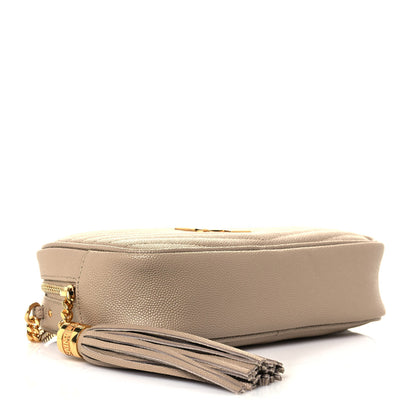 Saint Laurent Grain De Poudre Matelasse Monogram Mini Lou Camera Bag Dark Beige 3 of 11