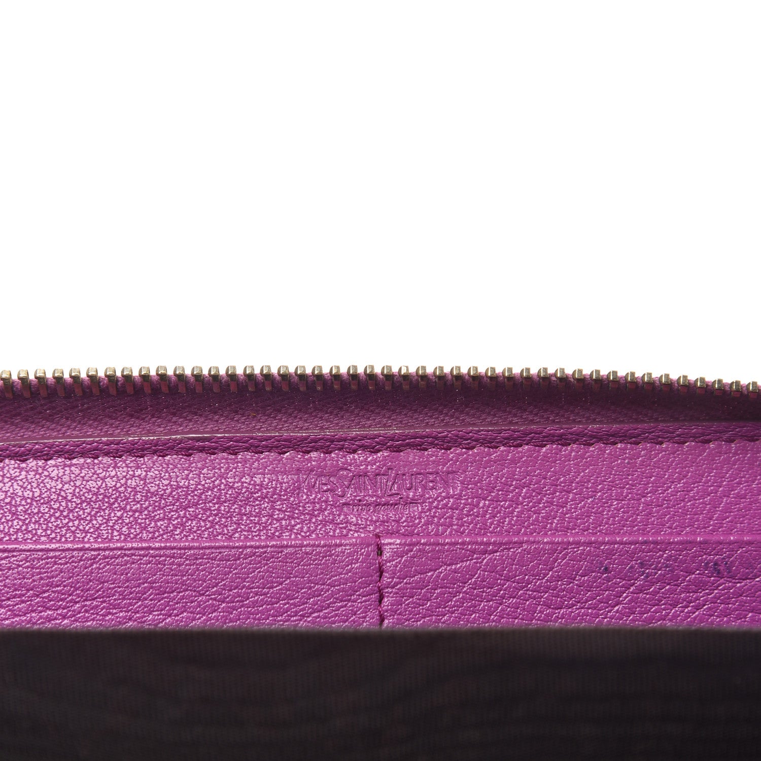 Saint Laurent Calfskin Studded Belle de Jour Zip Around Wallet Purple 6 of 6