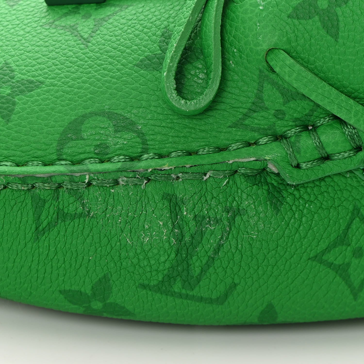 Louis Vuitton Grained Calfskin Monogram Mens Driver Moccasin Loafers 10 Green 9 of 13