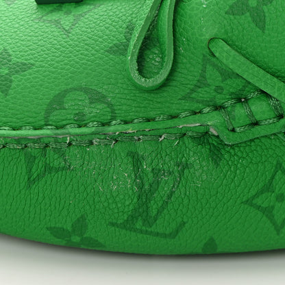 Louis Vuitton Grained Calfskin Monogram Mens Driver Moccasin Loafers 10 Green 9 of 13
