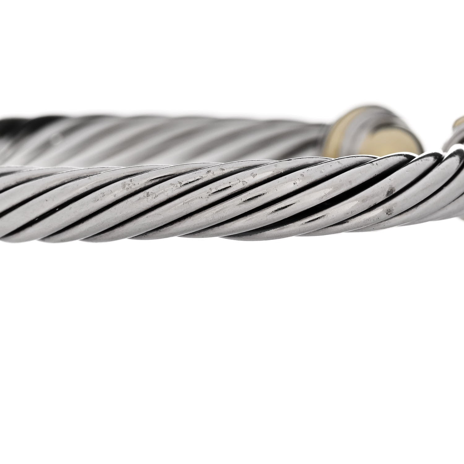 David Yurman Sterling Silver 14K Yellow Gold 7mm Cable Classics Dome Bracelet 4 of 5