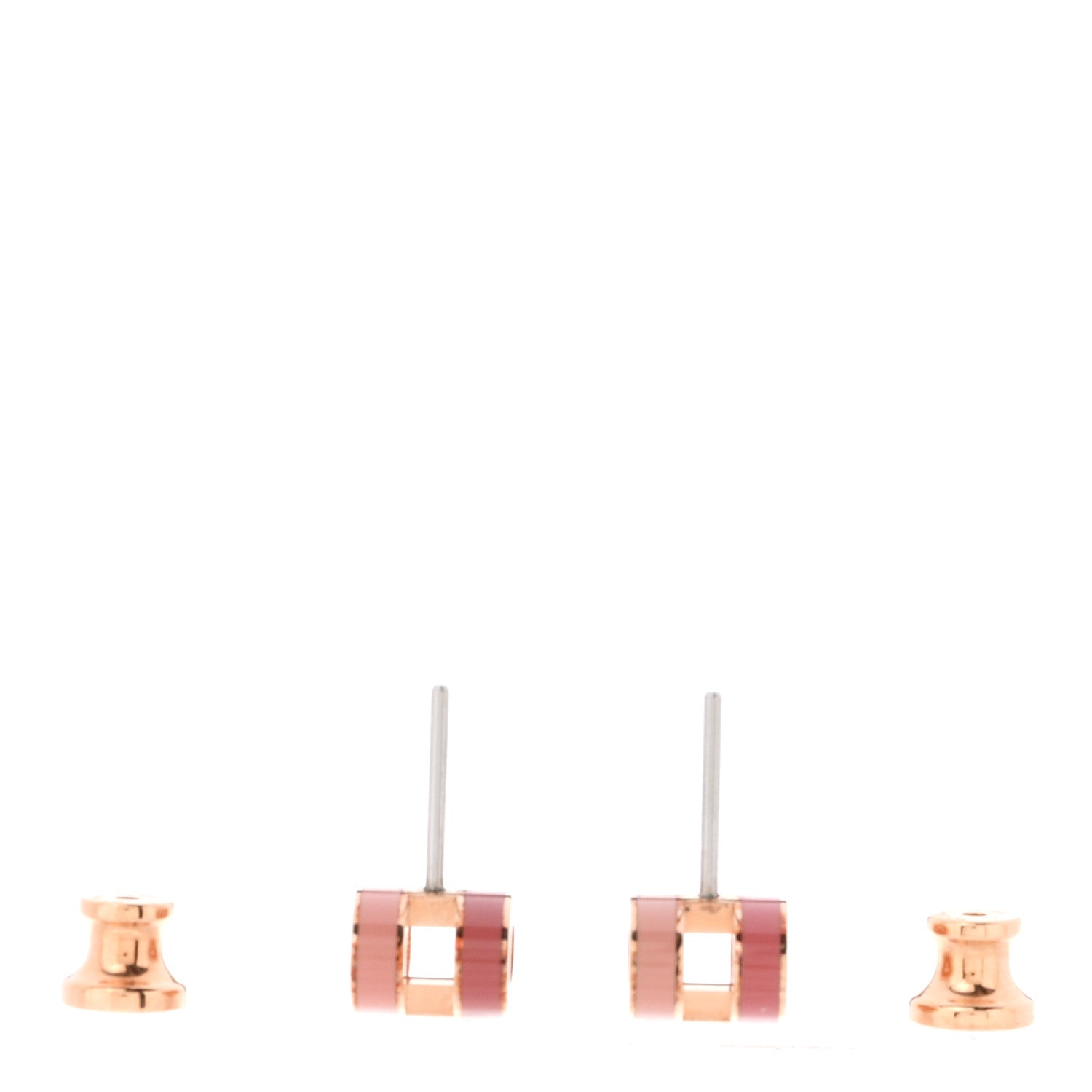Hermes Rose Gold Lacquered Mini Pop H Earrings Rose Dragee 3 of 4