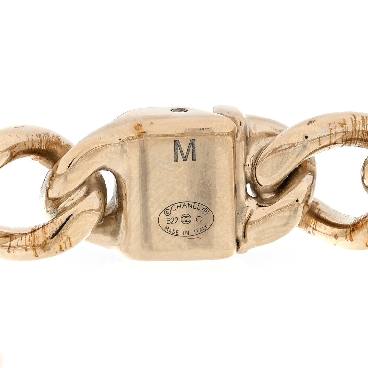 Chanel Metal CC Chain Link Choker Necklace M Gold 4 of 5