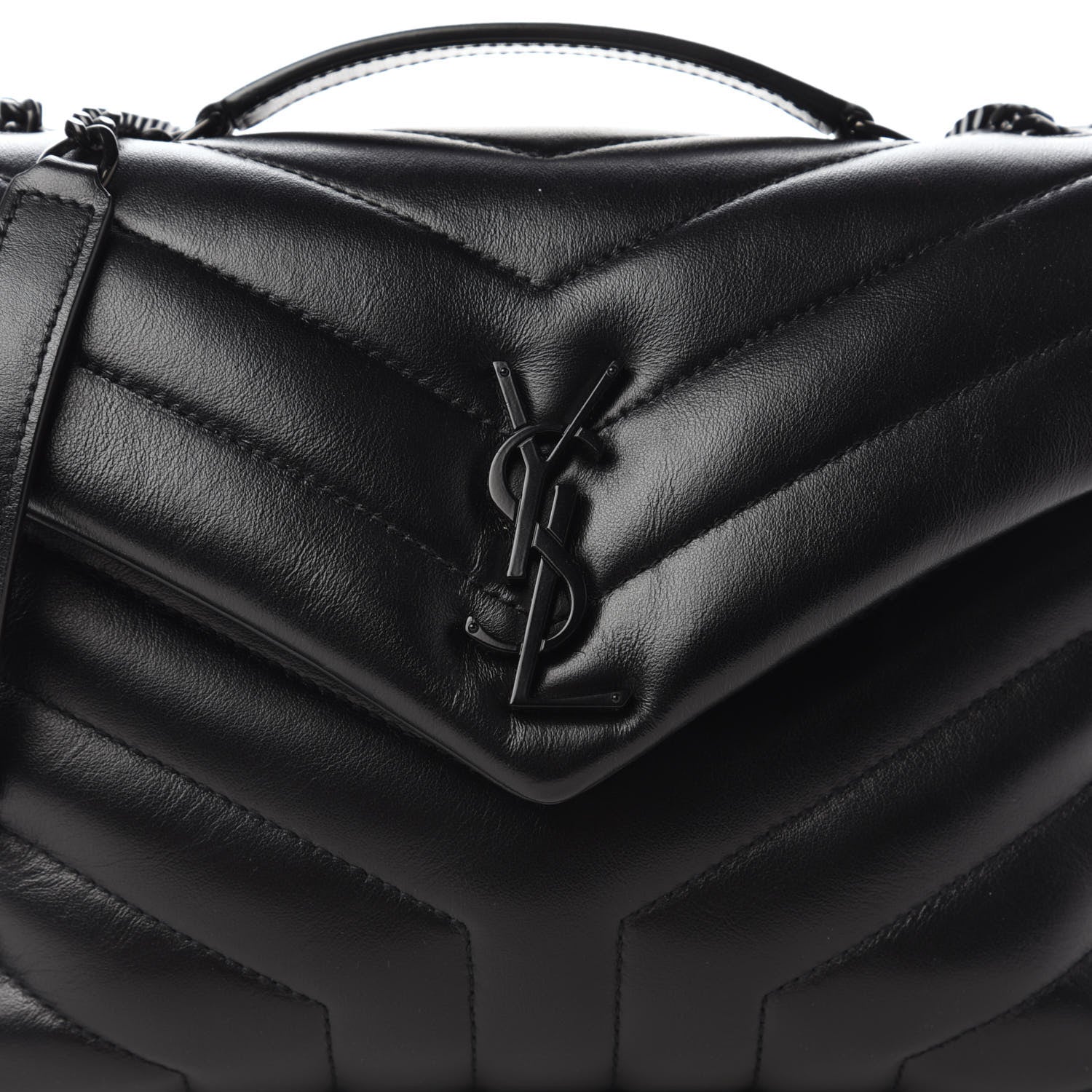 Saint Laurent Calfskin Y Quilted Monogram Small Loulou Chain Satchel Black 9 of 9