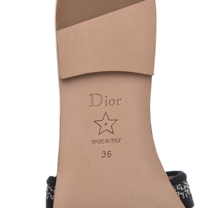 Christian Dior Canvas Le Coeur En Fleurs Embroidered Dway Flat Slide Sandals 36 Cream Black Multicolor 7 of 9