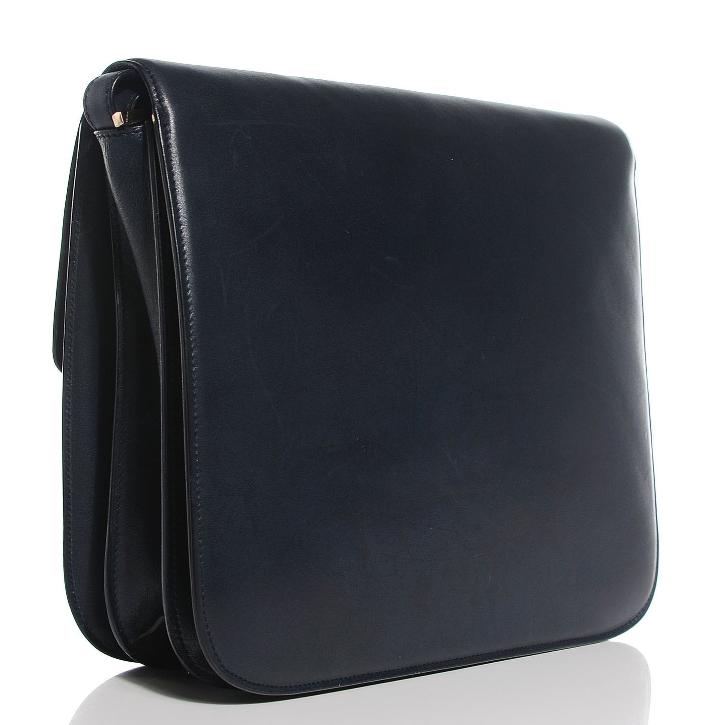 Smooth Calfskin Large Classic Box Flap Bag Navy